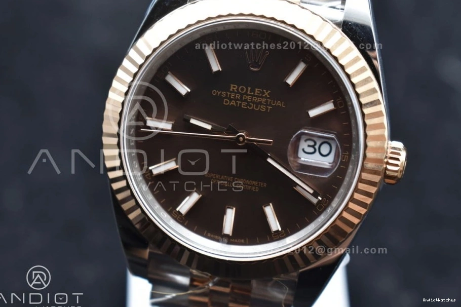 904L DateJust on Stick 41 Edition 126333 606 VR Best Clean SS Bracelet Jubilee 1:1 Steel RG Brown Breathable Dial 0113